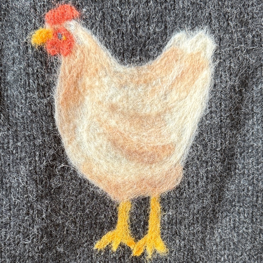 111 State Charcoal Grey handmade Needle felted chicken wool sweater - Picture 7 of 7
